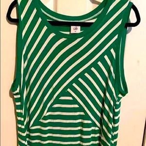 Cabi EUC Amelia Tank #5758 Green White Stripe XL